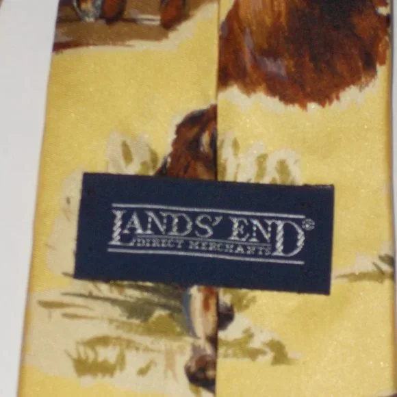 EUC, Pointer Hunting Dog Tie by Land' End From Puppy to Grown 100% Silk - Picture 5 of 6